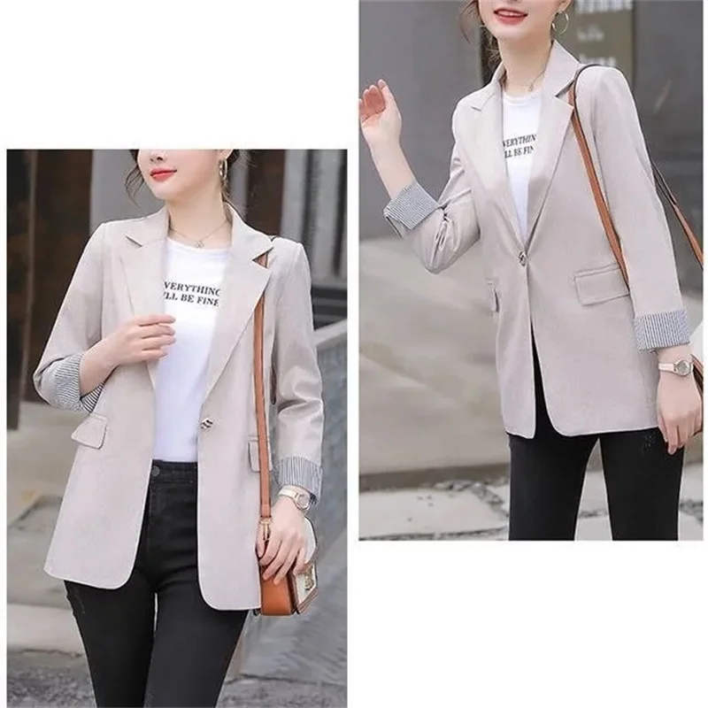 Spring Autumn Ladies Blazer New Fashion Slim Women Blazer Jacket White Green Pink Suit Overcoat Female Tops Coats Outerwear 4XL