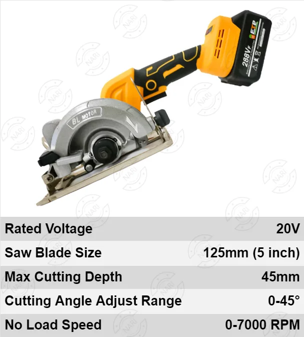 Cordless 5 in 1 Yellow Powerful Tool Set Power Wrench Impact Drill Angle Grinder Hammer Circular Saw Brushless Power Tool Set