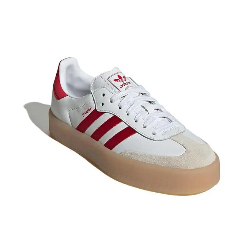 Adidas Samba W Anti Slip, Casual, Comfortable, Wear-resistant, Trendy Outdoor Low Top Board Shoes for Women, White and Red