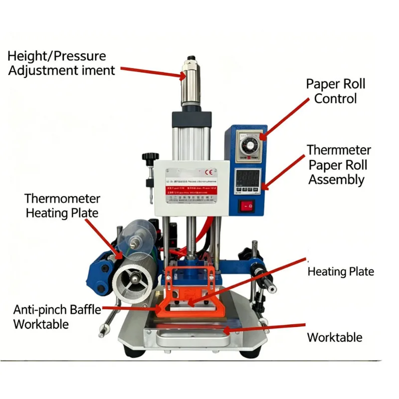 Automatic Pneumatic Hot Stamping Machine Leather Logo Embosser Wood Branding Iron for Paper Card Leather