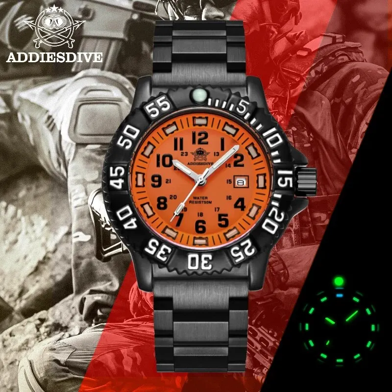 Addies Men Military Watches Leisure Outdoor Sports Luminous Watch Multi-functional Nylon Steel Strap Waterproof Men\'s Quartz Wat