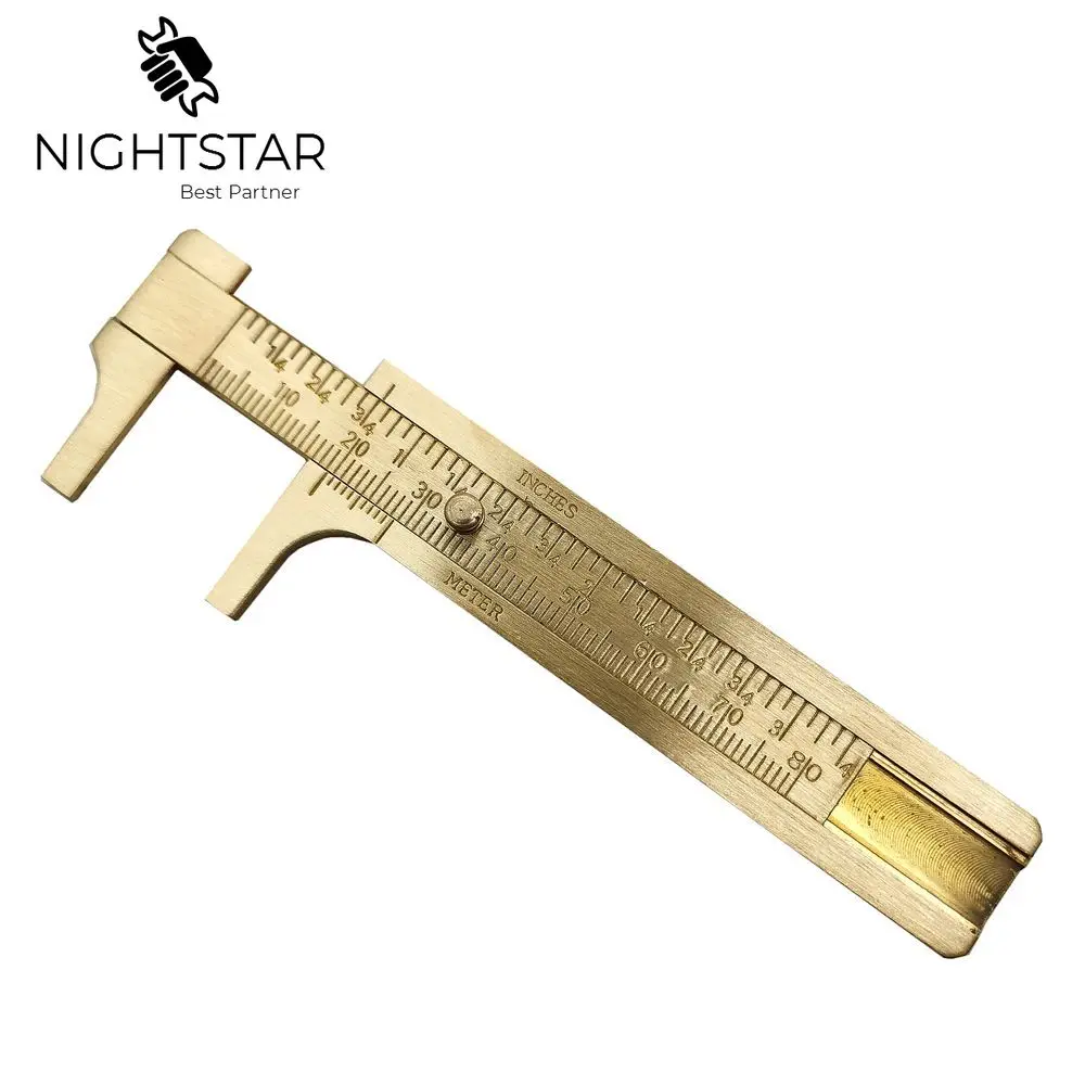 80mm Precision measuring instrument Millimeter Inches Double Scale Vernier Caliper Ruler Brass copper ruler