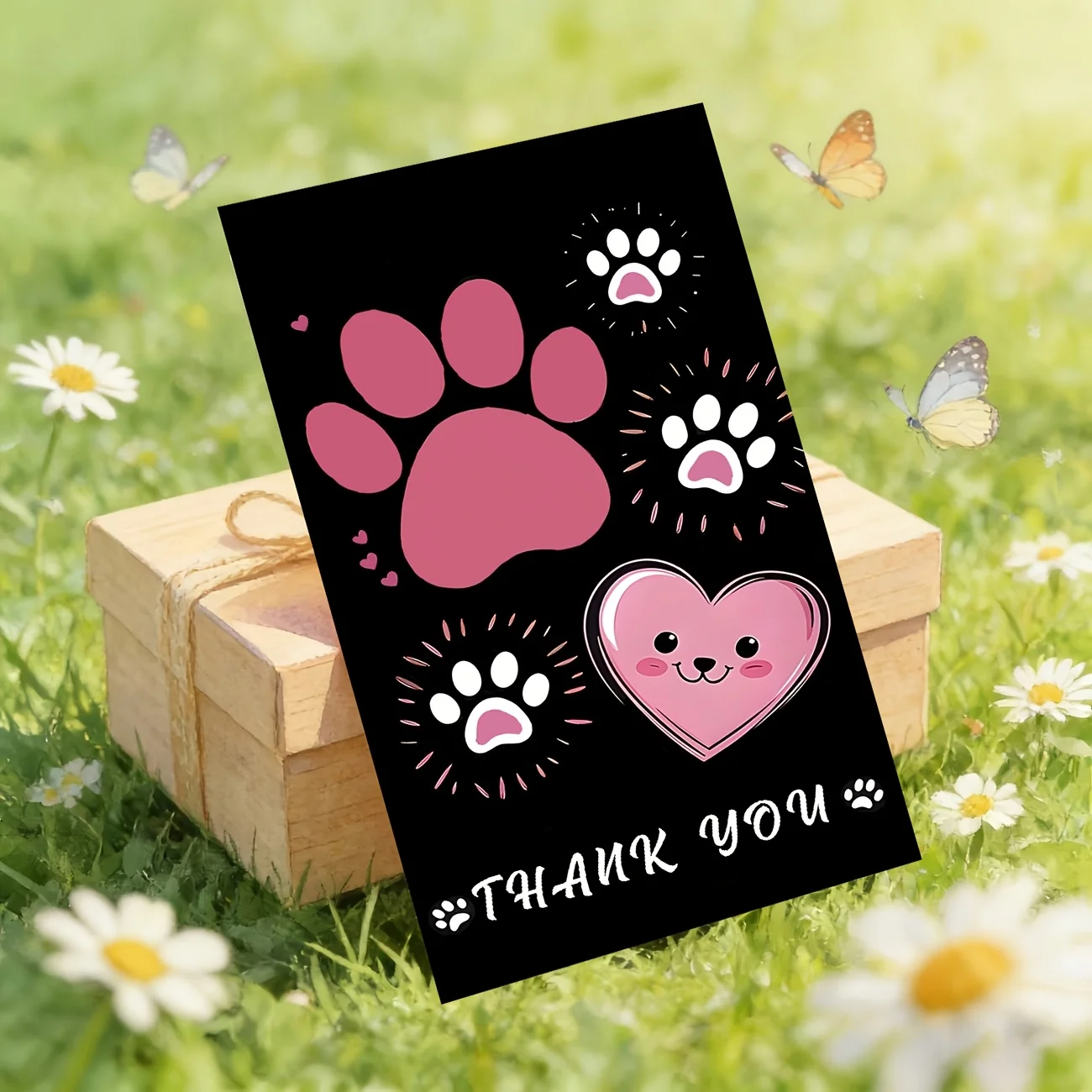 50PCS Cute Claw Theme Thank You Cards, Showcasing Adorable Paw Print Designs, Perfect for Pet Gifts and Animal Themes
