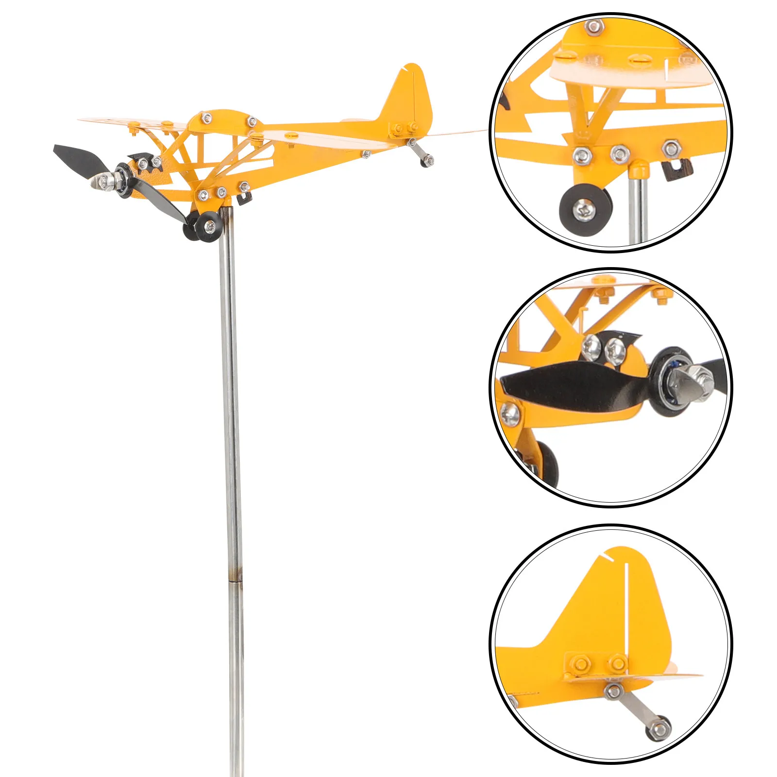 Sturdy Iron Airplane Wind Sculpture Does Not Deform Fade Long Term Use Outdoor Garden Decoration Airplane Windmill Backyard