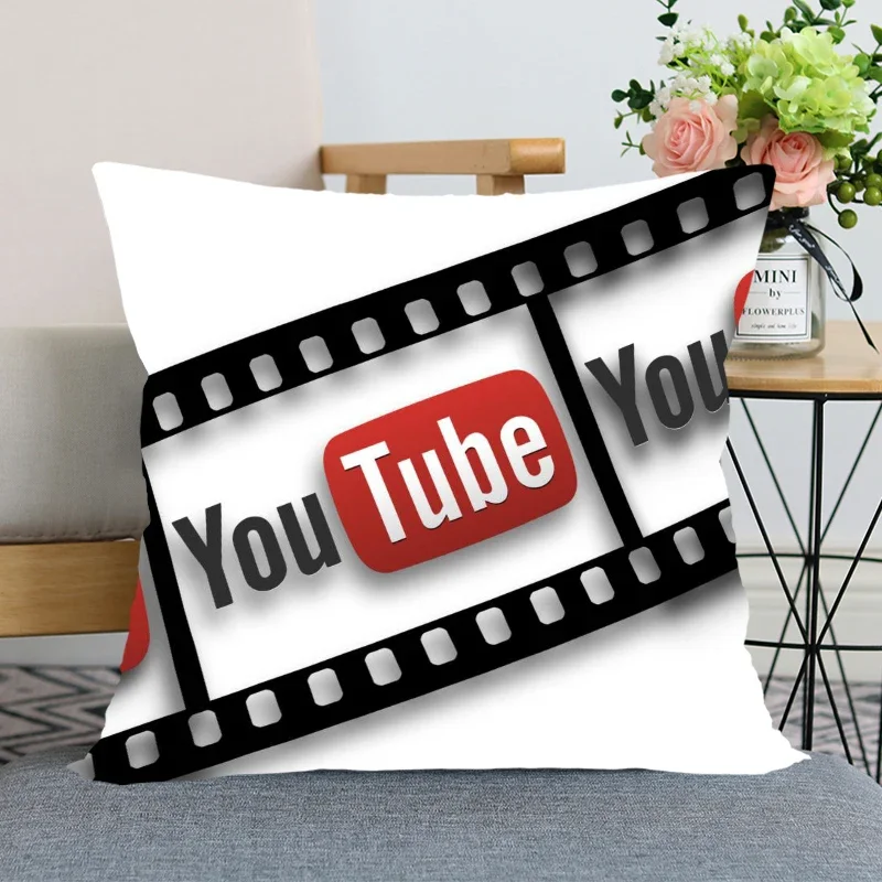 App Logo Youtube Pillowcase Bedroom Home Decorative Pillow Cover Square Zipper Pillow Cases Satin Soft Fabric