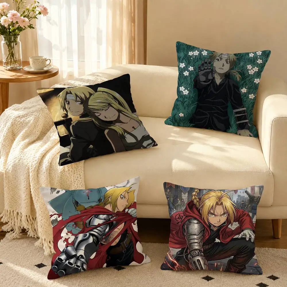 Anime F-Fullmetal Alchemist Pillow Case Square Double-Sided Sofa Cushion Cover Bedroom Bedside Pillow