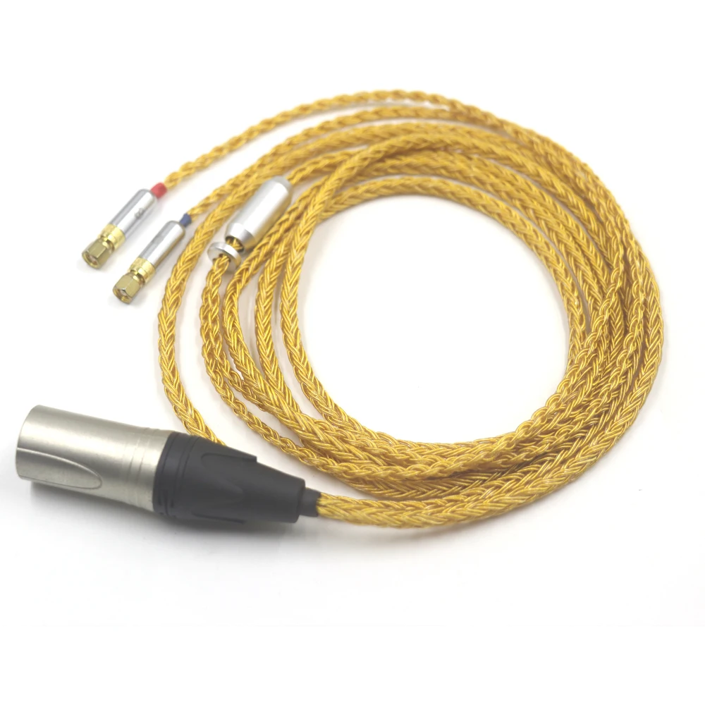 كابل ترقية سماعة الرأس Haldane 16 Core 99% 24k مطلي بالذهب OCC لـ (مع المسمار) Hifiman HE6 HE5 HE400 HE500