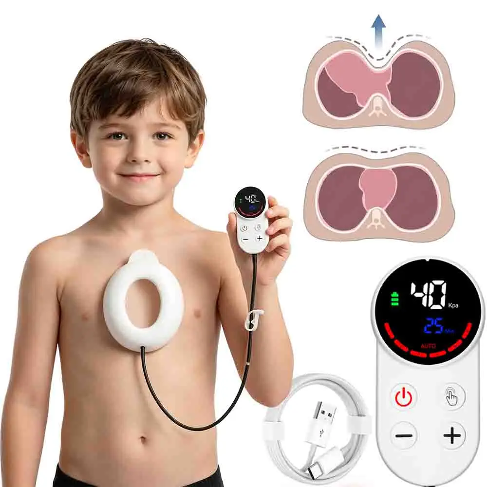 Funnel Chest Pectus Excavatum Orthosis Brace, Auto Pump Vacuum Bell, Adjustable Sternal Depression Support, Correction for child