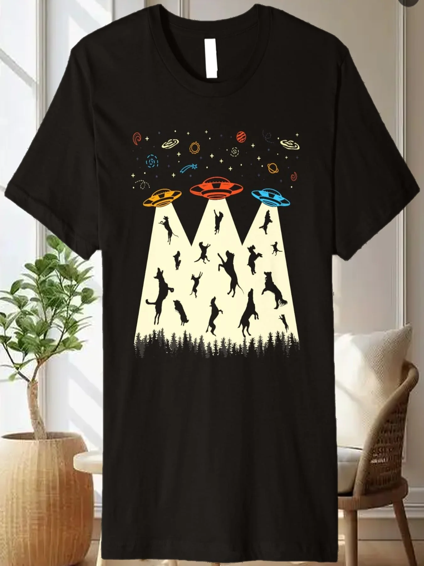 

UFO Abduction Shirt Alien Dog Lover Retro Flying Saucer Premium T-Shirt