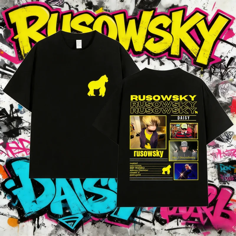 

2025 Summer Rapper Rusowsky Daisy's Album Tour Graphic T-shirt for Men and Women Hip-hop Pure Cotton 100% Leisure T-shirt Y2k