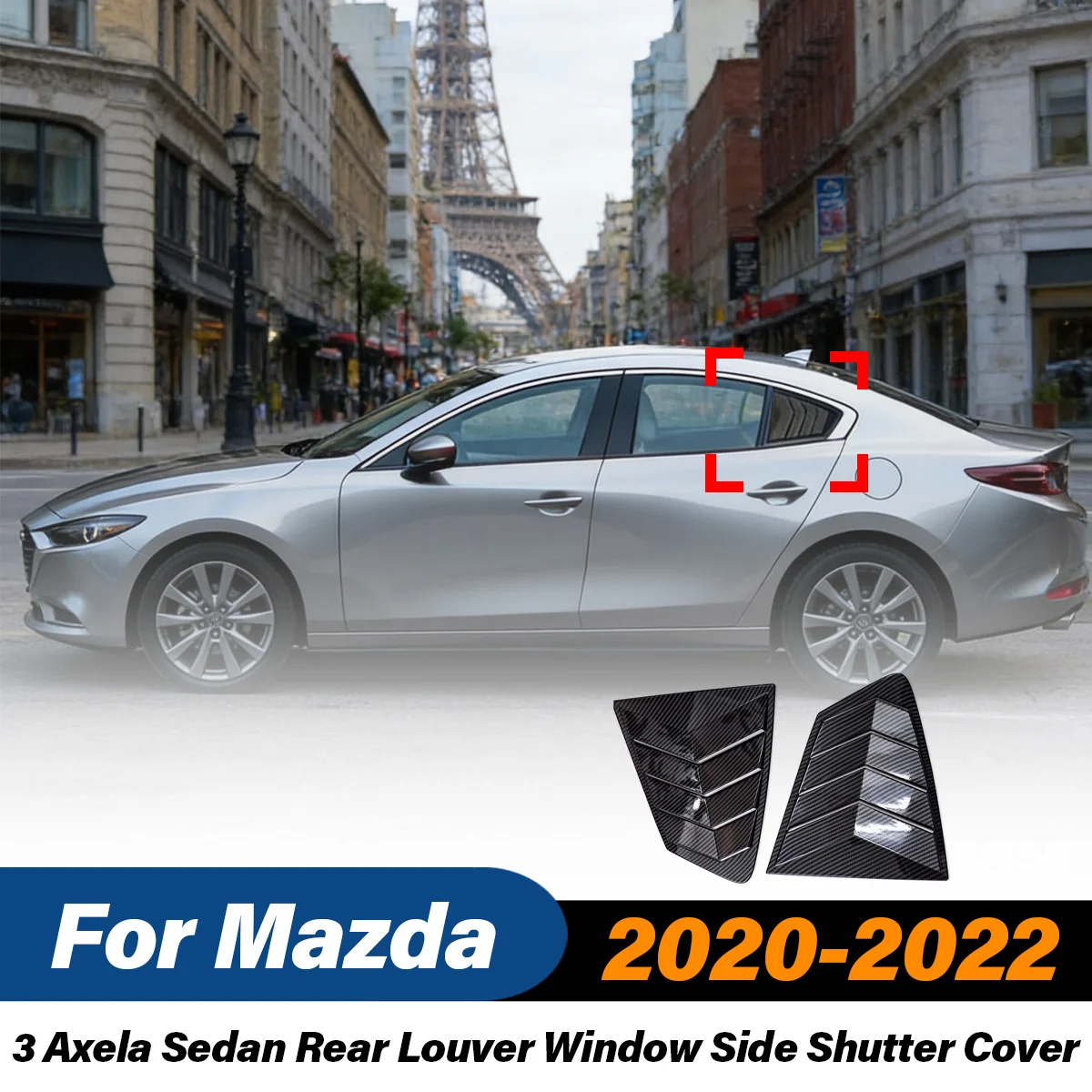For Mazda 3 Axela BP 2020 2021 2022 Aggressive Style Rear Window Louver Side Vent Shutter Triangle Window Body Aero Decor Kit
