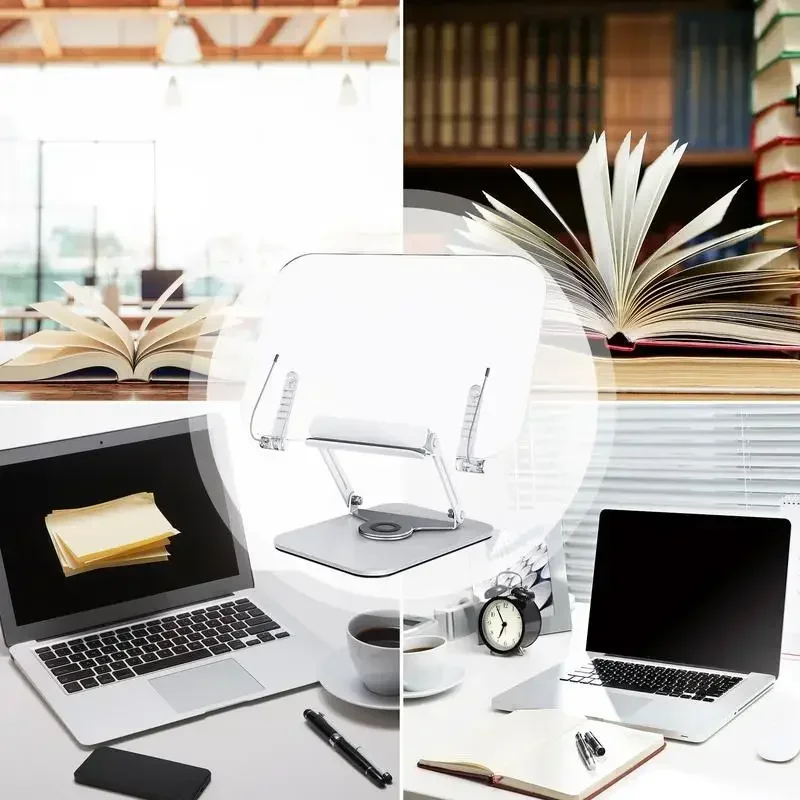 360 For Reading And With Stands Display Base Book Clips Holder Rotating Cookbook Supplies Acrylic Stand Page