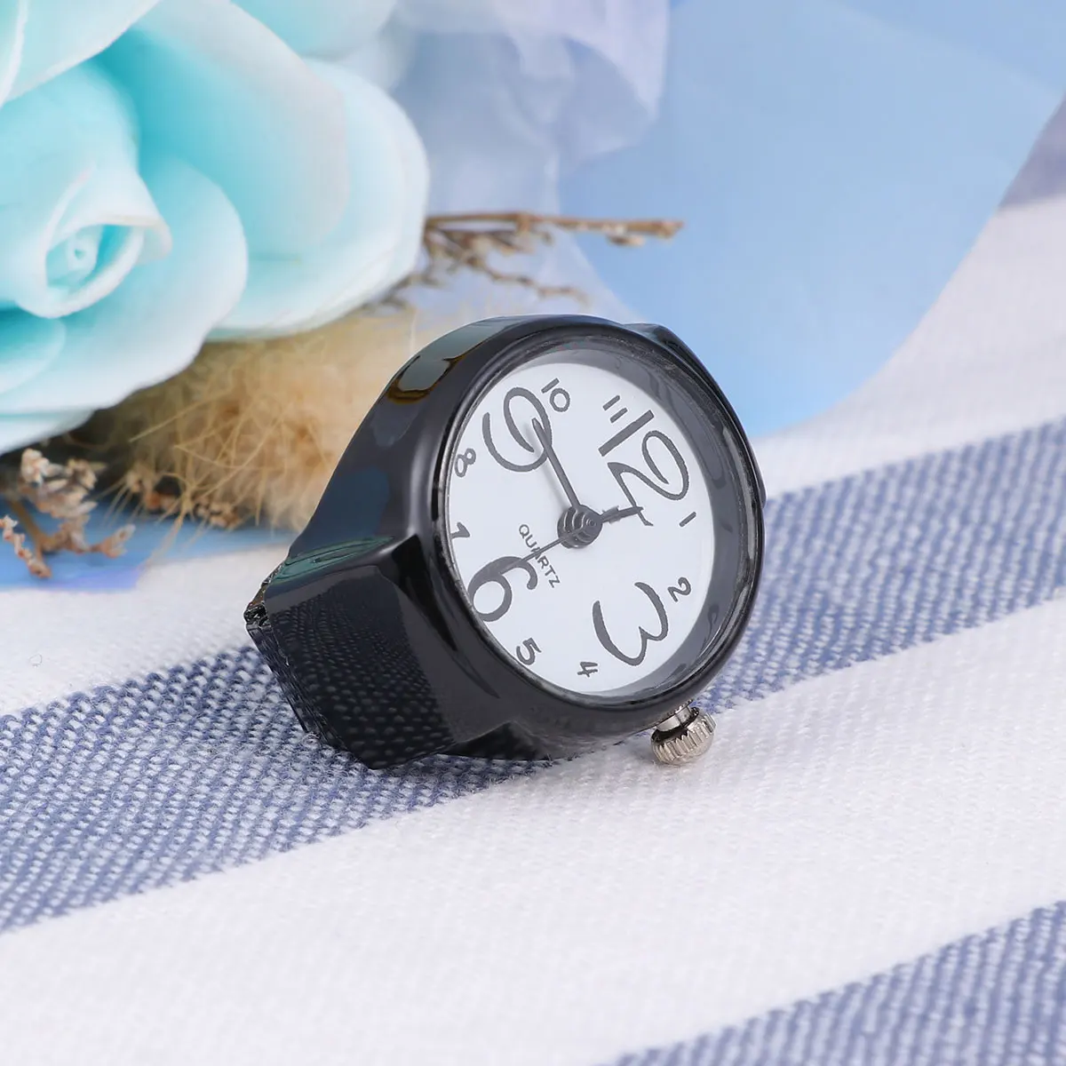 Watch shaped Ring Watches for Men Women Christmas Gift Watch Finger Ring Unisex Elastic Decorative