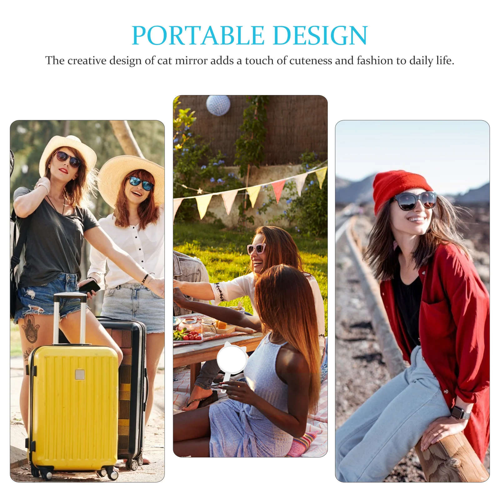 Hand Mirror Cute Makeup Multifunctional Small with Handle Handheld Portable Mirrors