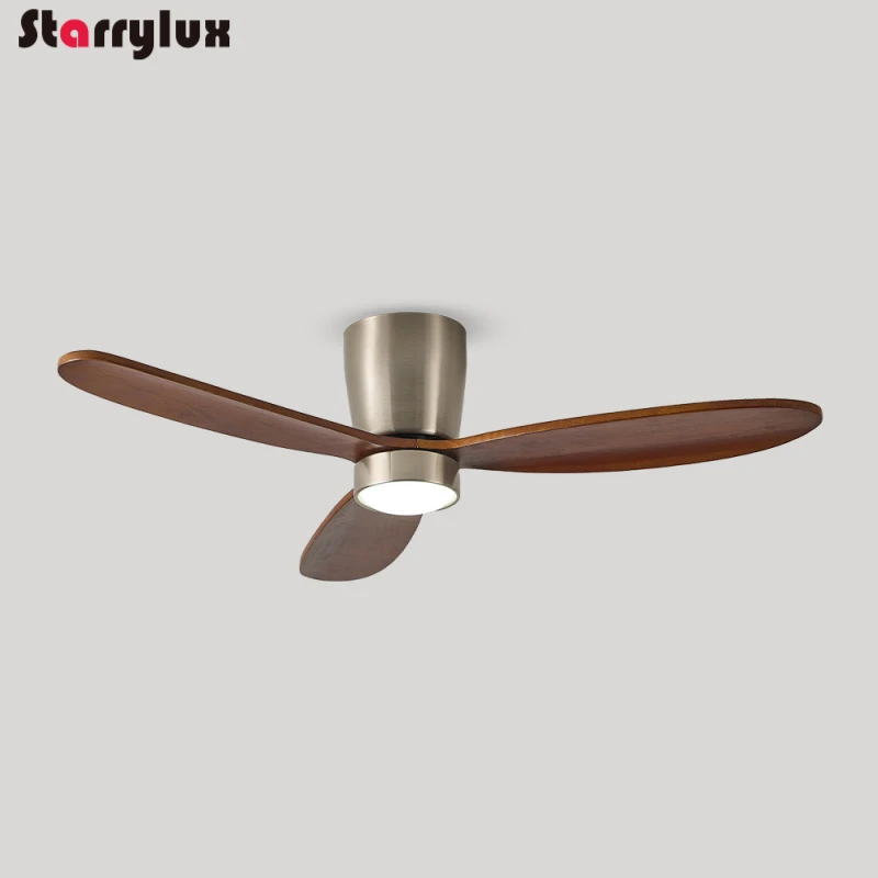 مروحة سقف خشبية 2 في 1 مع ضوء، مراوح غرفة نوم على الطراز الشمالي، مصباح LED هادئ قابل للتعتيم لغرفة المعيشة أضواء ثريا معلقة #1
