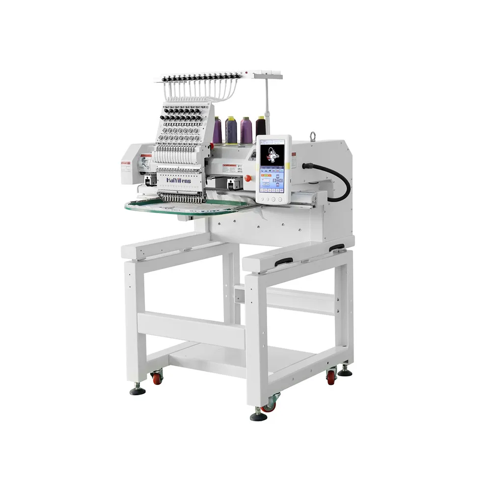 1 ماكينة تطريز الرأس HaiYiFeng مناسبة لقميص شعار القبعة والتطريز المسطح