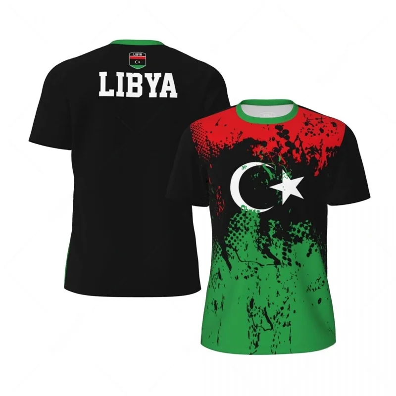 Summer Libya Flag T-shirt 3d Printed Loose Short Sleeve Tees Football Jerseys Outdoor Sports Running Fitness T Shirts Tops