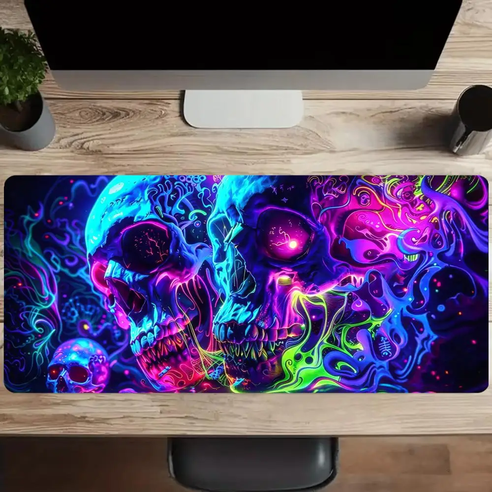 Psychedelic Skeleton Mousepad Desk Mats Setup Laptop Accessories Desk Gadgets Gaming Office Mouse Mat Playmat Gamer Decoration