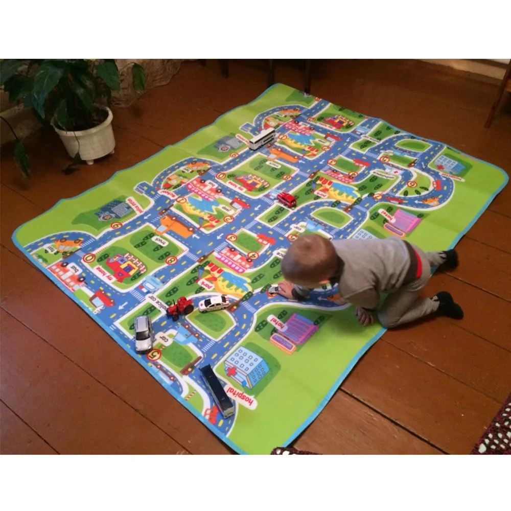 Alfombra de parque de coches de tráfico de gran ciudad para niños, Alfombra de desarrollo para bebés, Alfombra de juego para gatear, juguetes, alfombra para niños, rompecabezas