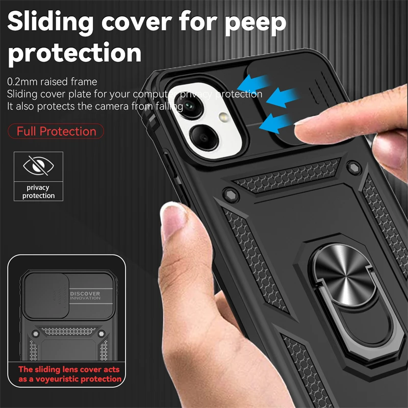 For Samsung Galaxy A05 2023 Case Magnetic Car Ring Holder Phone Case For Samsung A05 A 05 SM-A055M Slide Lens Armor Back Cover