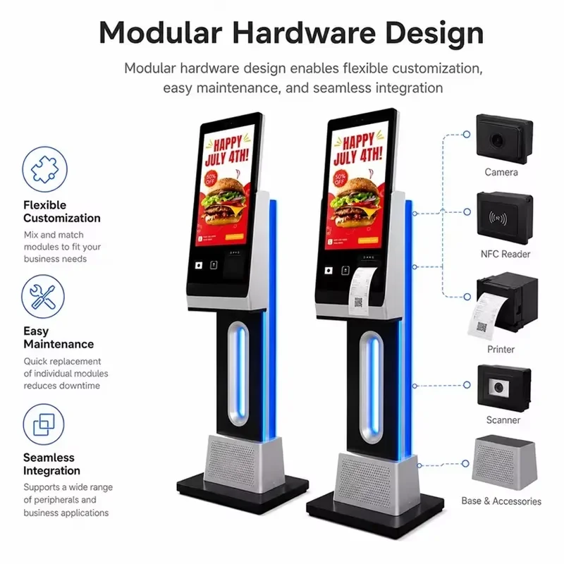 for Sinmar Floor Standing Self Service POS Kiosk Machine Touch Screen Payment Computer Kiosks with Printer