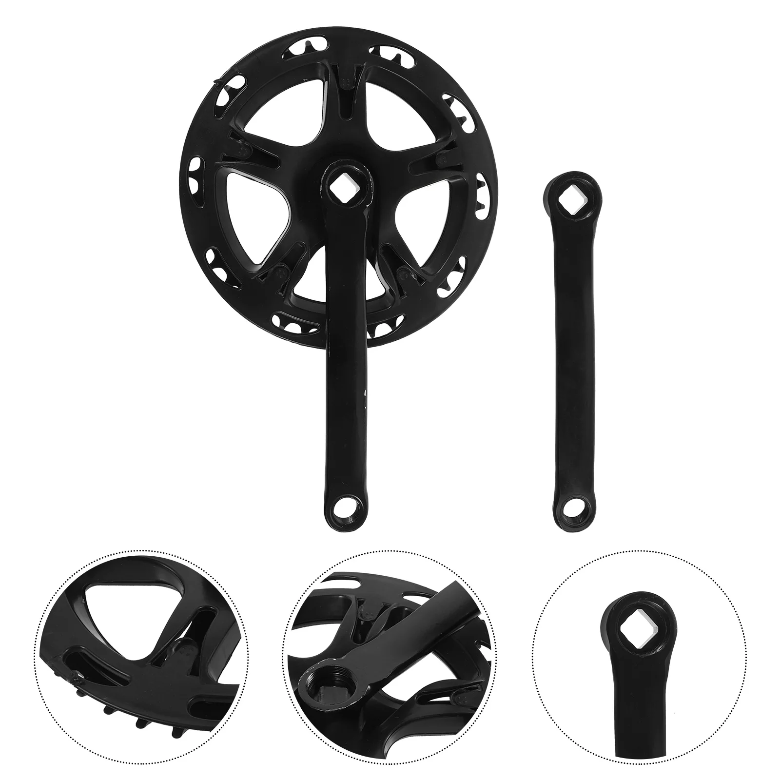 

1 Set Of Bicycle Crankset Square Hole Crank Arm Sturdy Steel Chainring Replaceable For Bike Repair Replacement Universal Fit