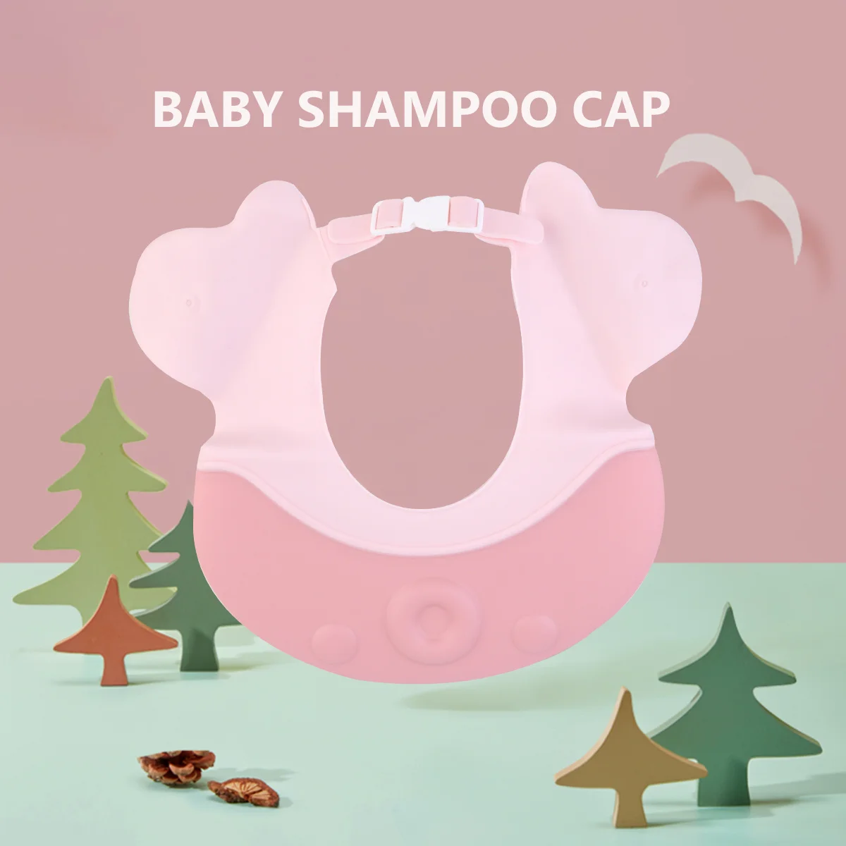 

Baby Shampoo Cap Light Pink Adjustable Cute Cartoon Infant Shower Hat Protective Bathing Headwear for Kids Baby Shampoo Cap