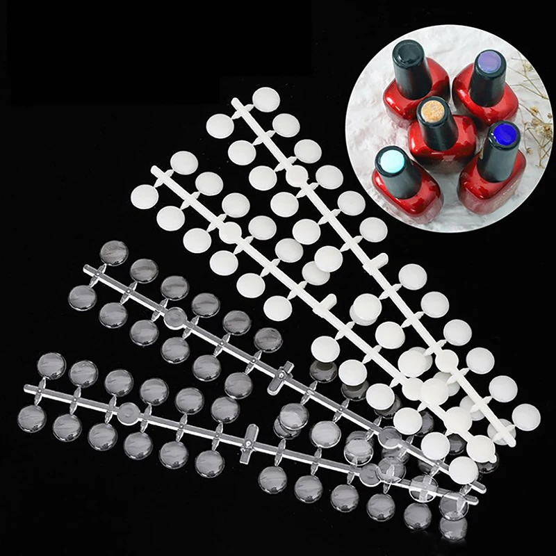 

120pcs Nail Polish Display Table With Stickers Round Salon Nail Color Showing Shelf Manicure Flat Back Color Card Nail Art Tool