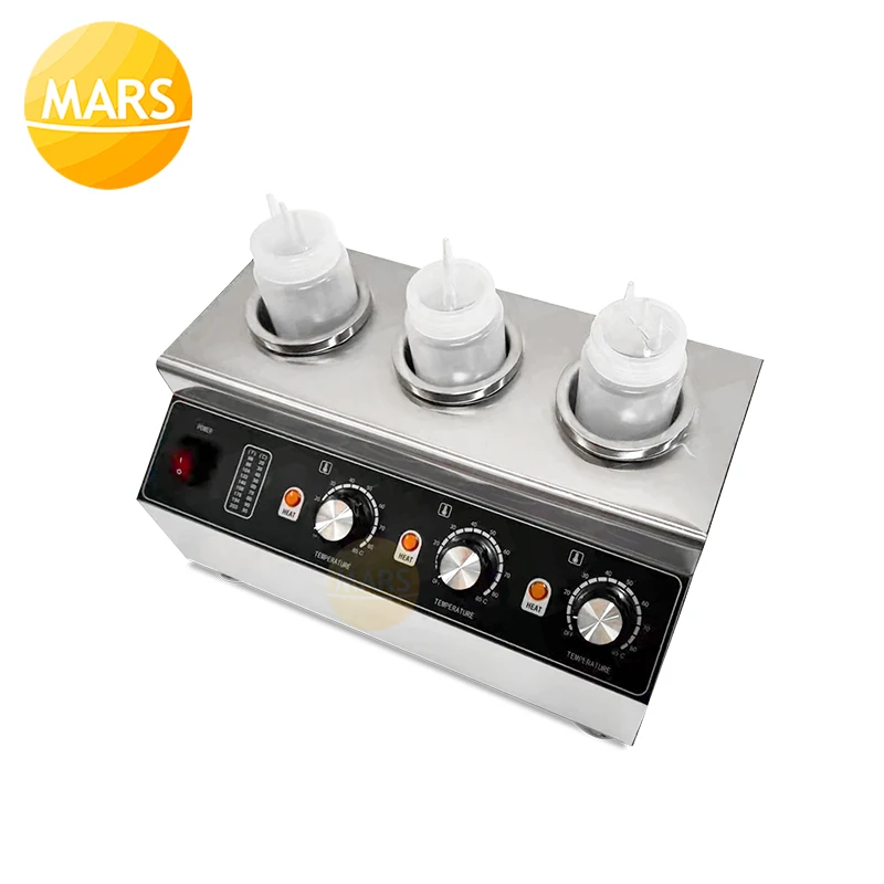 Comercial 1/2/3 garrafas molho mais quente chocolate queijo frutas engarrafamentos aquecimento máquina distribuidor melter