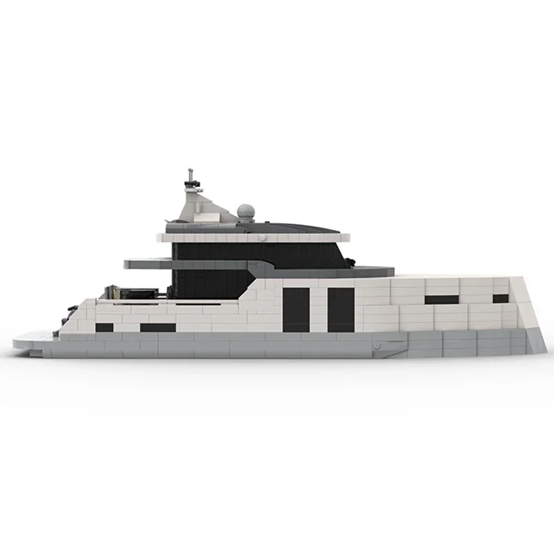 MOC-décennie s de Construction Modulaires pour Enfant, Modèle de Bateau de Luxe, Yacht à l'Échelle Minifigure, Technologie, Jouets à Assembler Soi-Même, Idée Cadeau