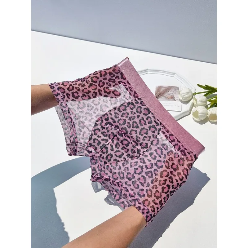 섹시하고 매혹적이며 통기성이 좋고 허리를 조이지 않는 남녀 공용 고급 레오파드 커플 속옷