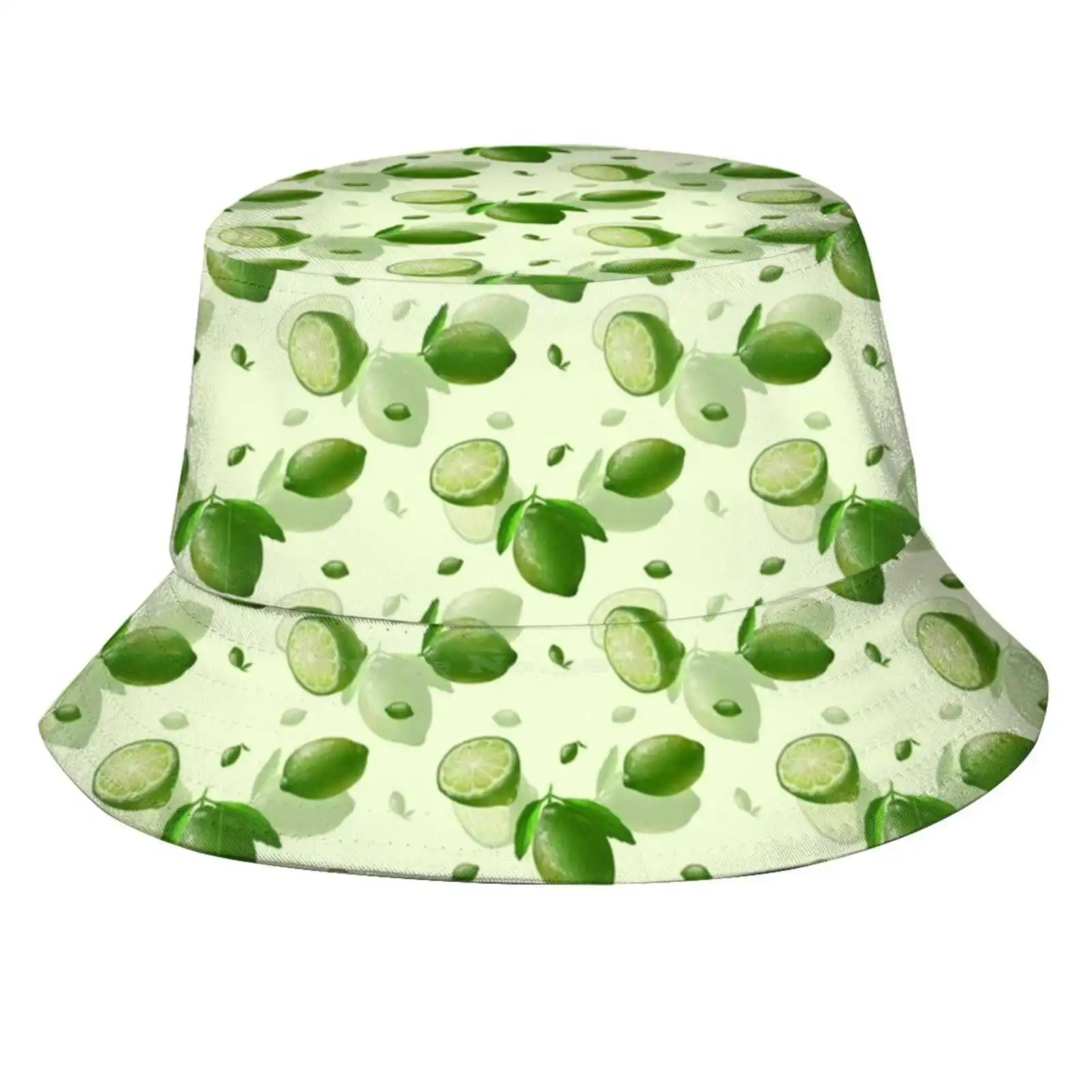 Lime Fruit Tile Sun Cap Fisherman Hat Bucket Hats Limes Green Fresh Summer Fruits Citrus Limade