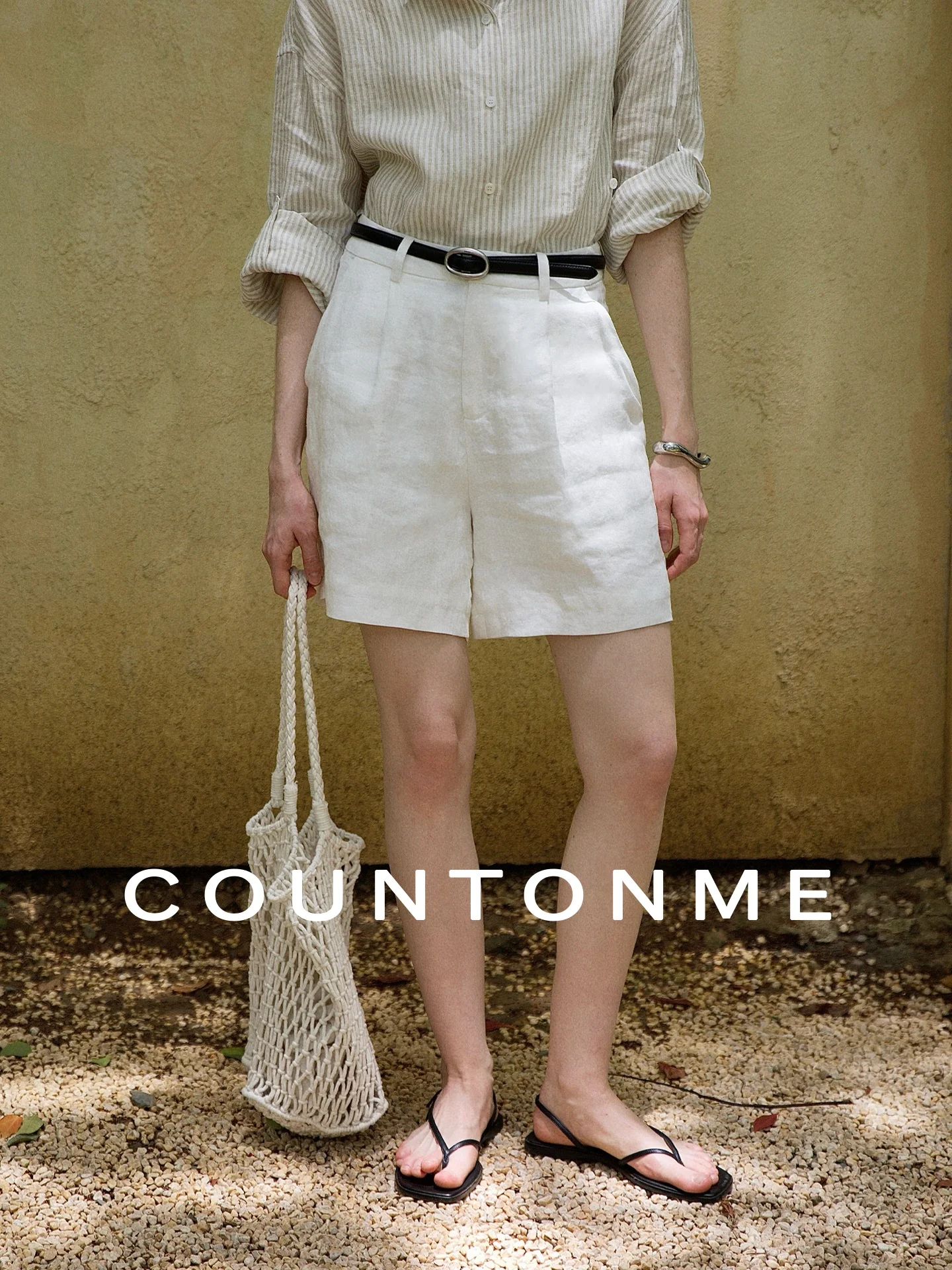 

Повседневные льняные шорты COUNTONME для женщин: прямые брюки с высокой талией, свободный крой, удобные, для летнего отдыха, белые