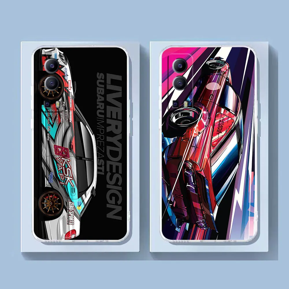 Clear Phone Case For VIVO Y30 Y32 Y33S Y50 Y51S Y52S Y53S Y55S Y66 Y77 Y93 Y95 Y97 V20 V21 5G 4G Case Tokyo Sports Car JDM Drift