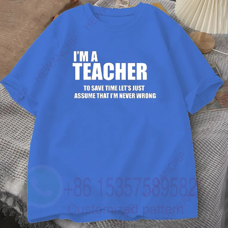 مضحك المعلم الرجال القطن تي شيرت Vintage س الرقبة قصيرة الأكمام المحملة الرجال للجنسين عادية المتضخم بلايز الشارع الشهير القمم