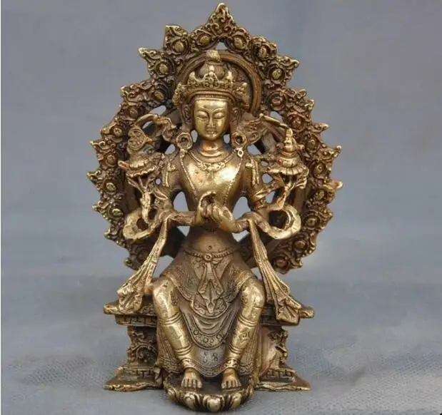 

Copper Statue Tibetan Temple Buddhism Prayer Tara Guanyin Kuan-Yin Buddha Goddess Statue