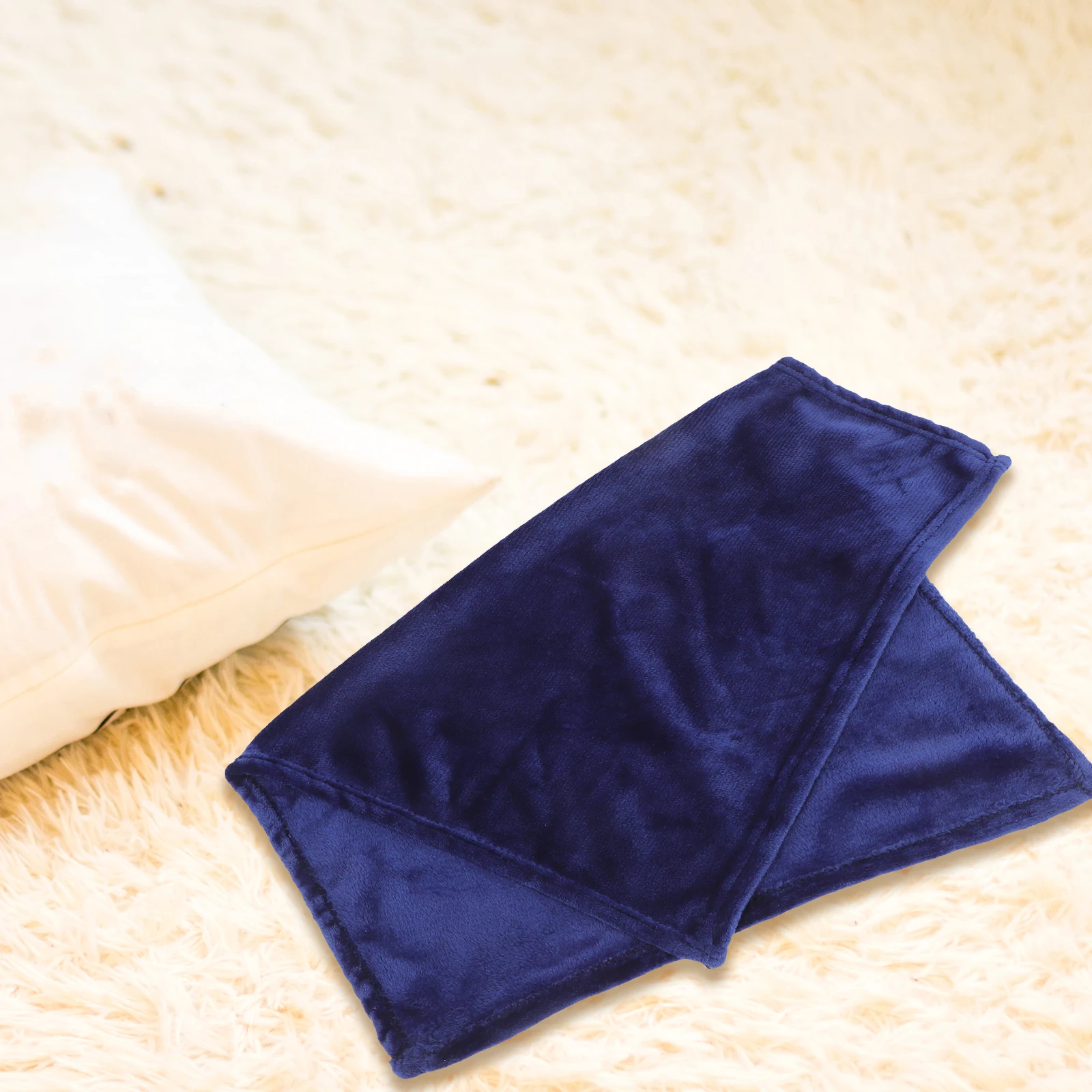 Biancheria da letto per animali domestici in flanella tinta unita blu scuro Coperta leggera super calda e accogliente Asciugamano Coperta per animali domestici in flanella