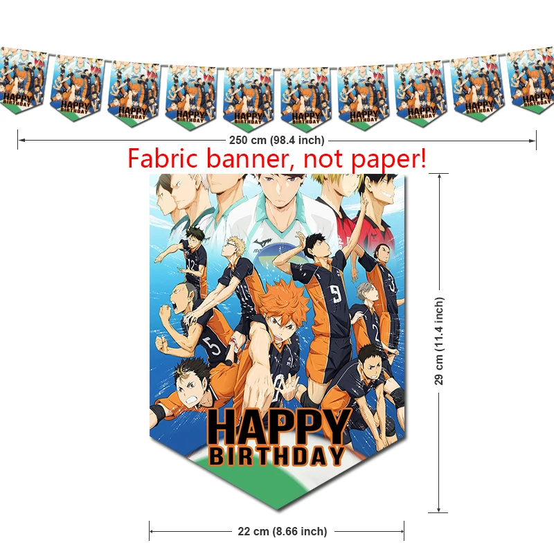 Haikyuu Birthday Party Decorations Anime Theme Supplys Banner Cups Plates Hinata Shoyo