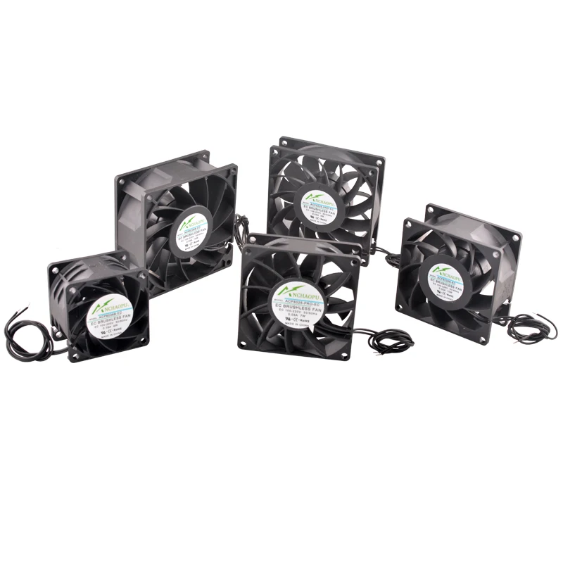 ANCHAOPU 40mm 50mm 60mm 70mm 80mm 92mm 120mm 140mm EC Brushless Cooling Fan AC 110V 120V 220V 240V Axial flow fan for cabinets
