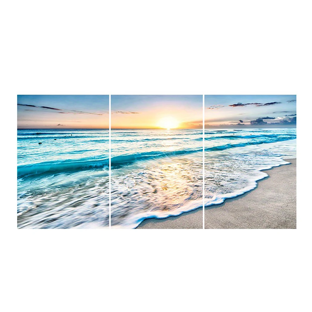 3 قطعة لوحة قماشية حديثة بدون إطار للشاطئ وغروب الشمس ملصقات بحر طبيعي ومطبوعة جدار الفن لغرفة المعيشة وغرفة النوم وديكور المنزل
