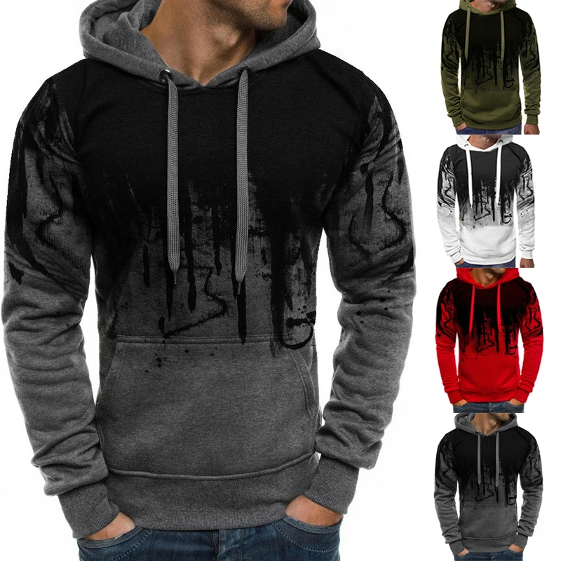 Nova moda masculina camuflagem hoodie para outono e inverno personalidade impressa moletom casual e esporte pulôver