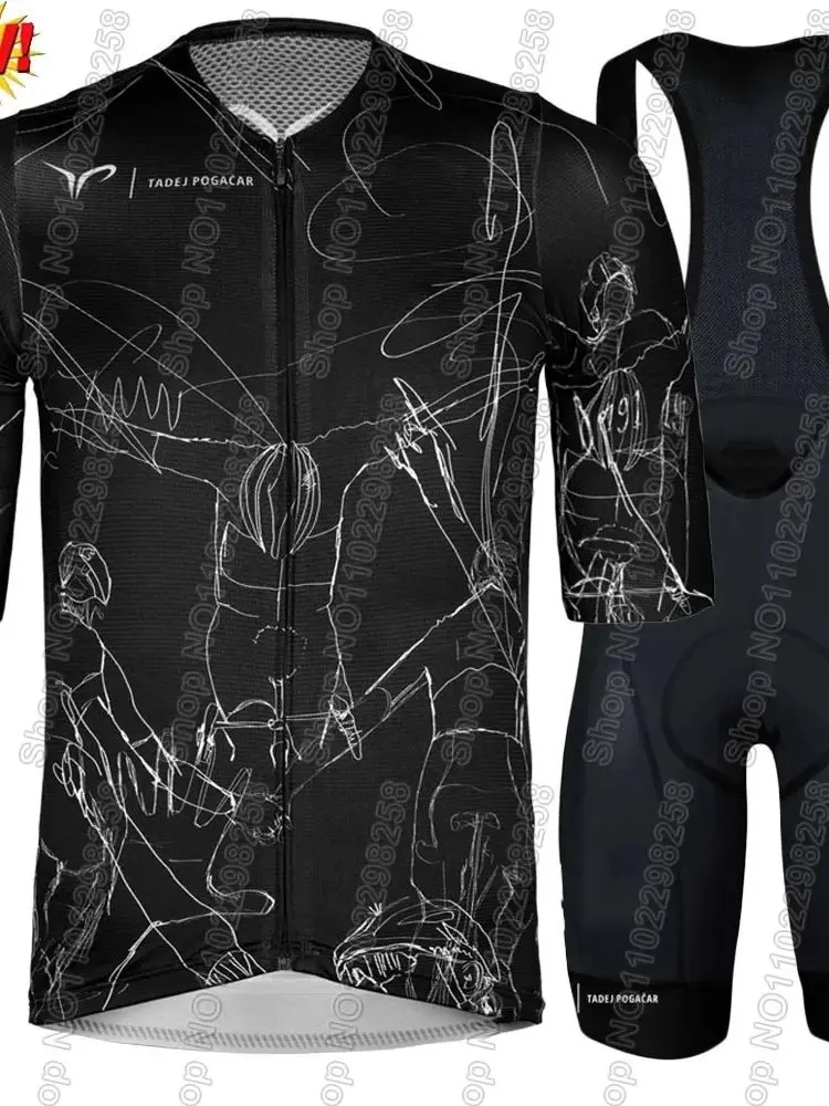 AliExpress NONE Tadej Pogačar 2026 Celebrations UAE Cycling Jersey Set Black Team Clothing Men Summer Road Bike Shirt Suit Bicycle Bib Shorts