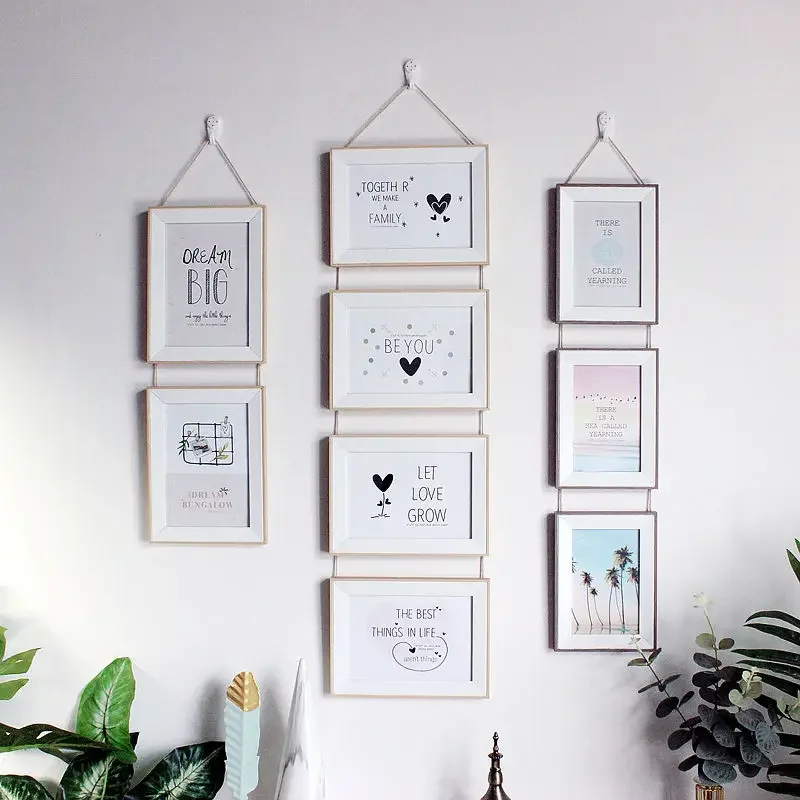Wall Mounted Photo Frame Nordic Style 6/7 Inch Multiple Photo Combinations Conjoined Children's Studio Wedding Dress Photo Frame