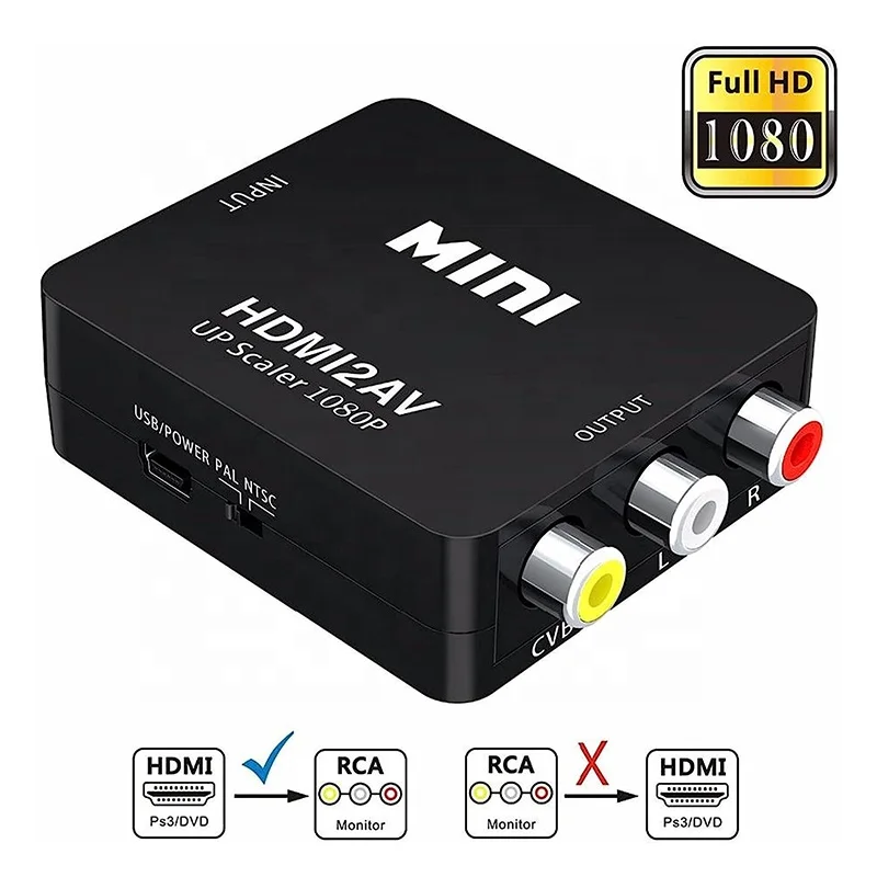 Конвертер HDMI2AV 1080P 60 Гц HDMI в композитный 3 RCA AV-адаптер Компонент конвертера