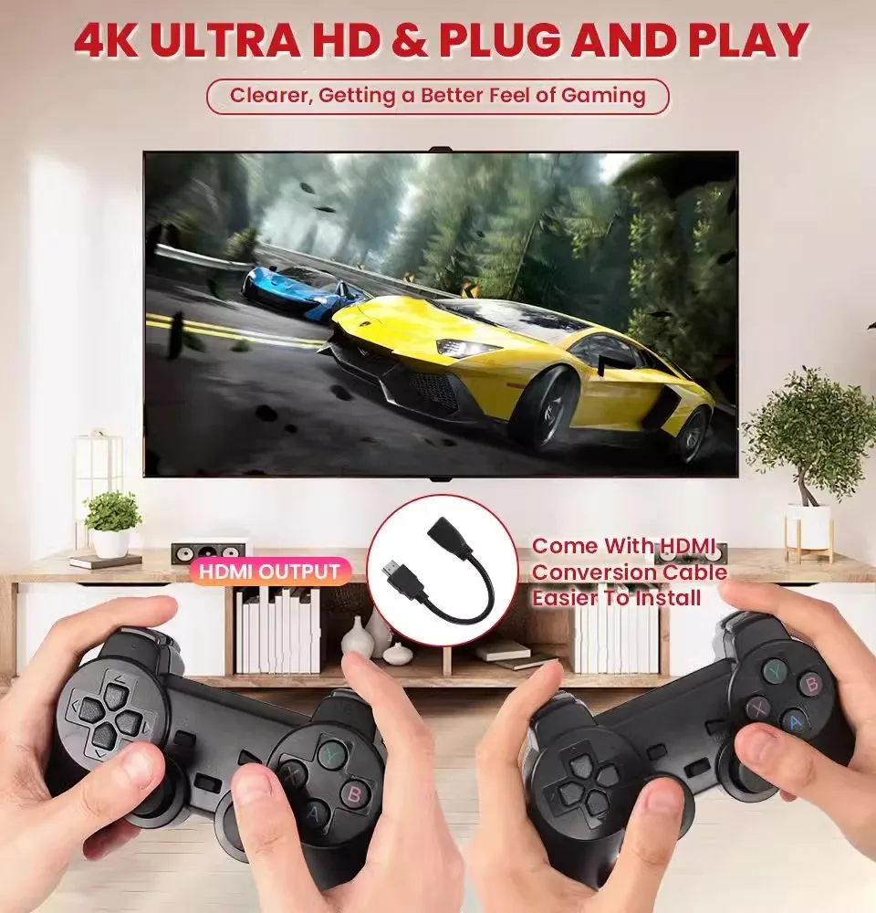 Retro Consola Mini TV Video Handheld Game Player Built In 30000+ Games HDMI-Compatible S905 CPU 30+ Emulators Game Stick X2 plus