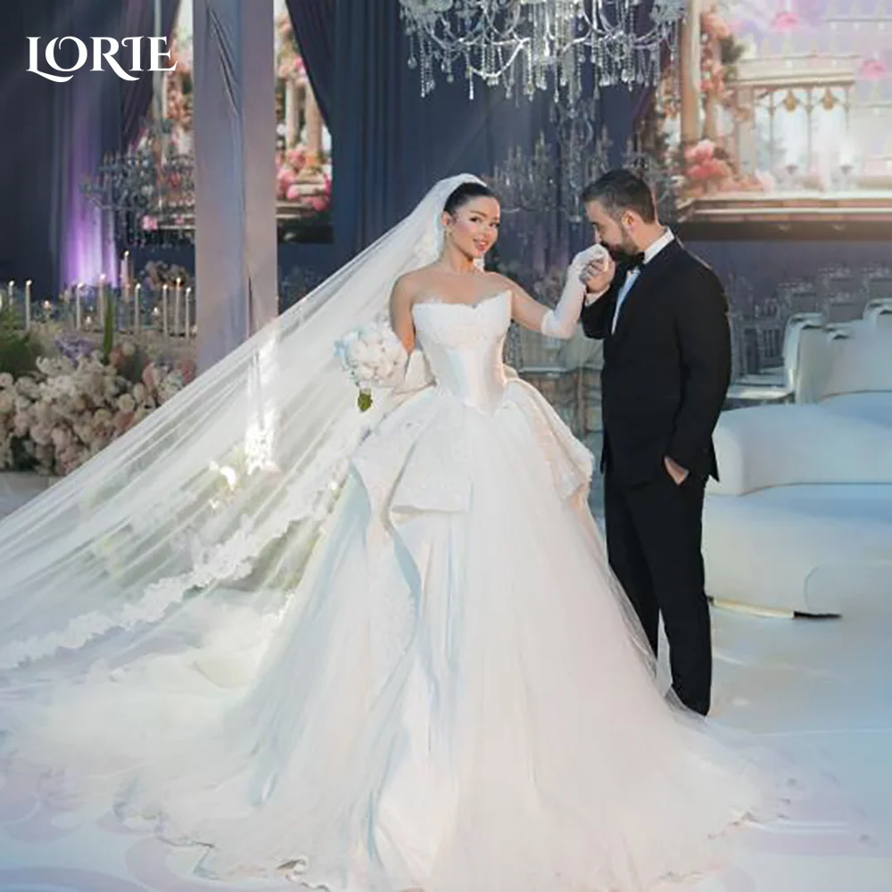 LORIE Boho الباروك التطريز فستان الزفاف الكرة حمالة الترتر الحبيب عارية الذراعين فستان عروس سويب تيل زي العرائس حسب الطلب #3