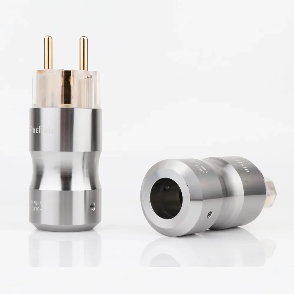 

Pair High Quality P090 24k Gold plated schuko Power connetor Schuko Europe EU Power Plug Transparent/Black IEC Audio Connector