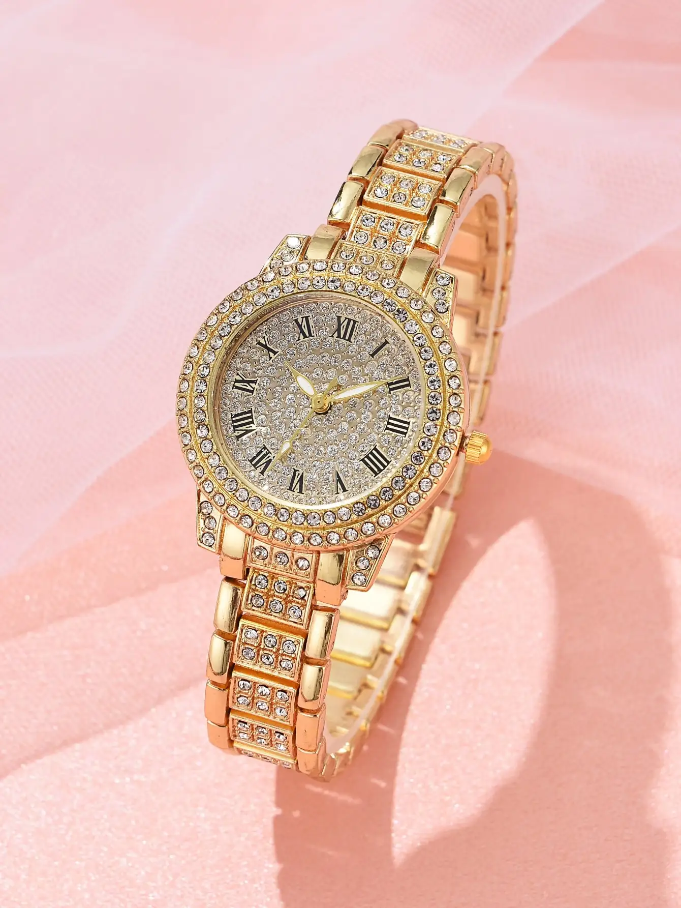 Round fashion diamond studded starry sky digital women's watch, women's watch bracelet, women's quartz watch