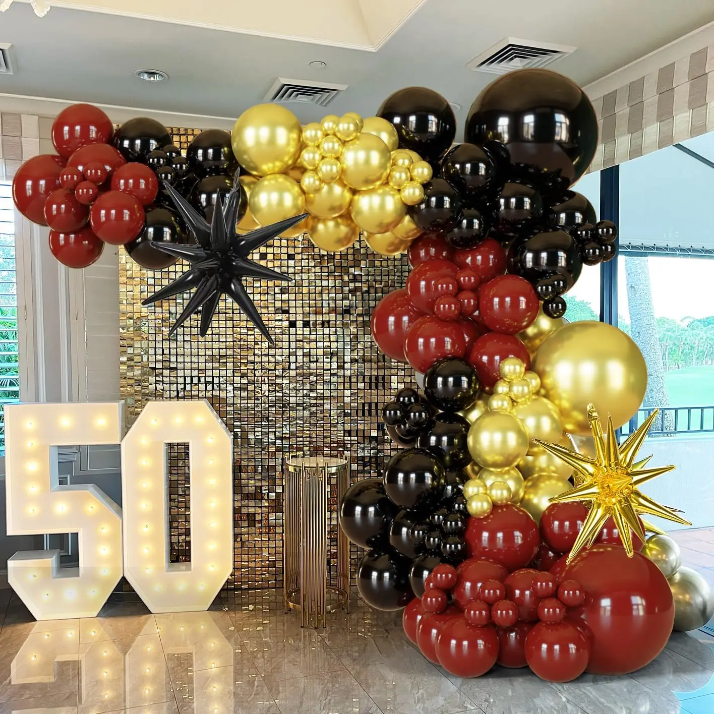 128PCS Black Gold Burgundy Balloons Arch Garland Kit for Party Decoration, Birthday, Christmas,Graduation Wedding Baby Shower - view 3