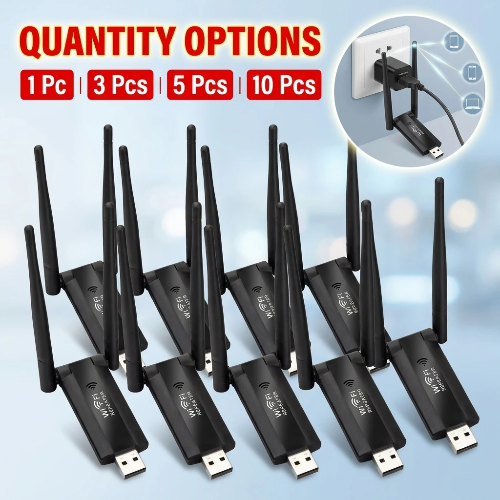 Smart Home Router - 1/3/5/10 Piezas Repetidor WiFi USB Inalámbrico,